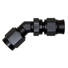 Fitting, PTFE 45° FRG -3AN Fml Svl, BLK