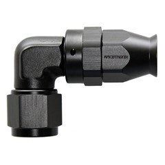 Fitting, PTFE 90° Forged Swivel, -8 AN JIC Female, Black