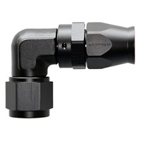 Fitting, PTFE 90° Forged Swivel, -10 AN JIC Female, Black