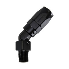 Hose Fitting, 45° Rubber -6 AN to 1/4" NPT Male, Black