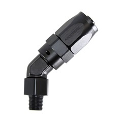 Hose Fitting, 45° Rubber -6 AN to 1/8" NPT Male, Black