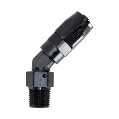 Hose Fitting, 45° Rubber -6 AN to 3/8" NPT Male, Black