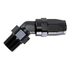 Fitting, 45° Rubber -8 AN to 1/2" NPT Male, Black