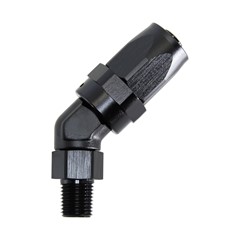 Hose Fitting, 45° Rubber -8 AN to 1/4" NPT Male, Black