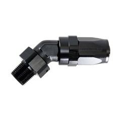 Hose Fitting, 45° Rubber -8 AN to 3/8" NPT Male, Black