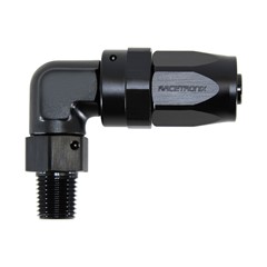 Hose Fitting, 90° Rubber -8 AN to 1/4" NPT Male, Black