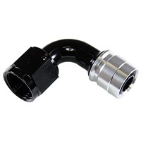 Fitting, PTFE 90° -10AN Fml Crimp, BLK
