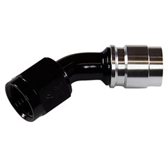 Fitting, PTFE 45° -6AN Female Crimp, BLK