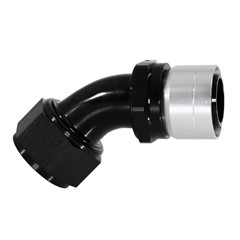 Crimp Hose Fitting, Rubber 45° -20 AN JIC Female, Black