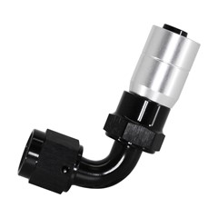 Crimp Hose Fitting, Rubber 90° -6 AN JIC Female, Black