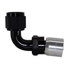 Crimp Hose Fitting, Rubber 90° -10 AN JIC Female, Black