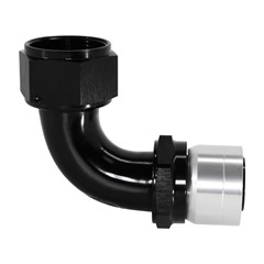 Crimp Hose Fitting, Rubber 90° -20 AN JIC Female, Black