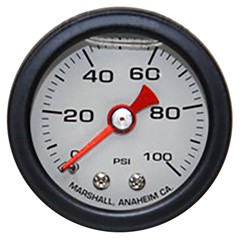 Gauge, 100PSI, 1.5" Liquid, WHT/BLK