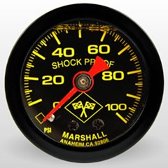 Gauge, 100PSI, 1.5" Liquid, YLW/BLK