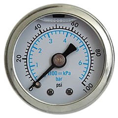 Gauge, 100PSI, 1.5" Liquid, WHT/SS