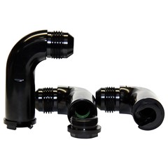 Adapter 90°, 3/8" Quick-Connect Female CL to -6 AN JIC Male, FF Black 